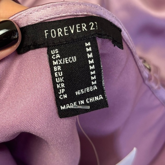 Forever 21 Bodysuit Purple Camisole Ruffle V Neck NWT - Picture 5 of 6